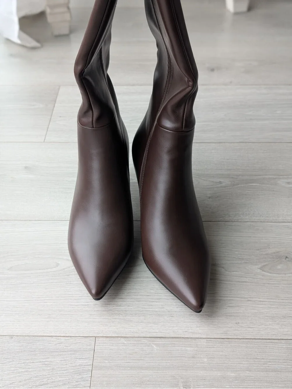 ElegaStep Brown Pointed Toe Kitten Heel Boots Size 38 / 7.5